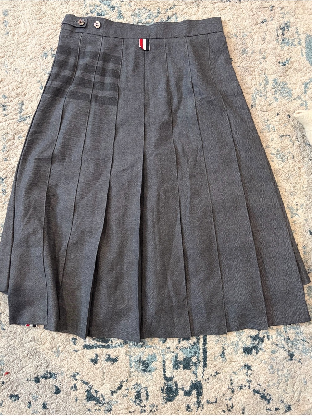 Gray Pleated Skirt with Signature Tab
